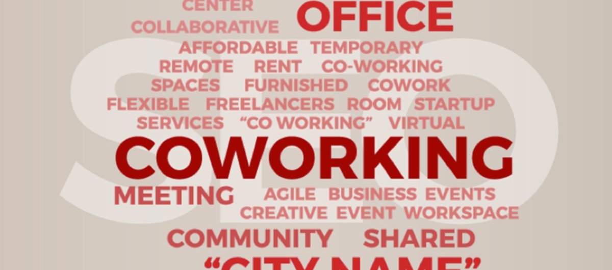 The most often used SEO keywords by coworking spaces, according to the Global Coworking Survey. The bigger the word, the more often it is used. These keywords mainly work in combinations (key phrases) such as 'coworking space' or 'shared office space'. 