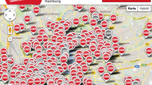 Leerstandsmelder: bereits 1400 gemeldete Leerstände in fünf deutschen Städten (Screenshot: Leerstandsmelder.de)
