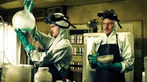 In Breaking Bad we see Walter White (right) quit his job as an employee, enter a freelance career and start a small 'company' with Jesse Pinkman (left). But unlike members of coworking spaces he works in an atmosphere of distrust.