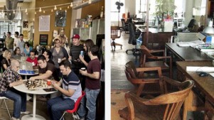 Indyhall (right, picture: Ben Leuner), is an active coworking community since 2006, Treehouse Brooklyn (left) closed four years ago.